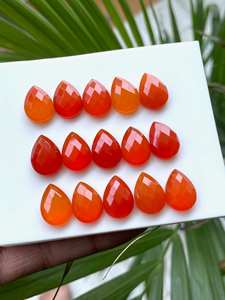 Piedra Preciosa de Cornalina Naranja Semipreciosa de Alta Calidad, Corte Rosa, Base Plana, Forma de Pera, para Fabricación de Joyas, Venta al Por Mayor OEM - Product Image 4