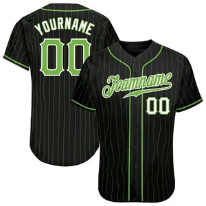 2025 tendencia hombres béisbol Jersey personalizado negro neón verde a rayas neón verde-blanco personalizado béisbol Jersey - Product Image 1