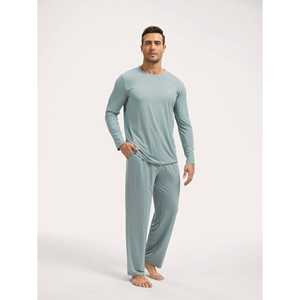 Conjunto de Pijama Largo Premium Personalizado para Hombre, NightFlow, Invierno, Algodón, Seda, Tejido de Punto, Satén, Ropa Casual para el Hogar con Estampado, Talla XXL - Product Image 6