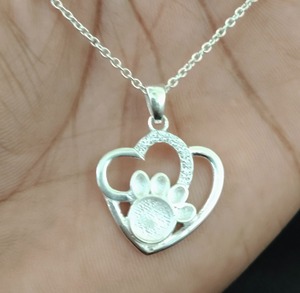 Bisel con estampado de pata de perro de Plata de Ley 925, ajuste en blanco, colgante de 28x22mm, bueno para Resina y relleno de cenizas, joyería de recuerdo de leche materna - Product Image 6