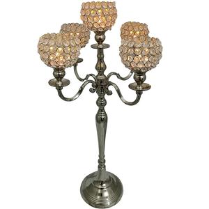 Classic Design Metal Crystal Tall 5 Arms Silver Candelabra Home and <b>Wedding</b> Decorative <b>Centerpiece</b> Floor Candelabra - Product Image 6
