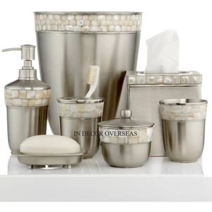 Diamant Texture Look Attrayant Designer Argent Brillant Métal Poli Fait Ensemble De 5 Luxueux Ensemble De Salle De Bains Complète Au Prix Le Plus Bas - Product Image 6