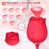 Consoladores telescópicos de diseño silencioso 3 en 1, varita con forma de rosa, vagina femenina, vibradores de succión de rosa para mujer