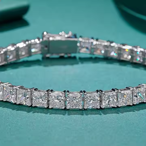 Classic 3 MM Moissanite Tennis <b>Bracelet</b> Princess Cut 925 <b>Silver</b> & 10K Gold for Everyday Wear & Celebrations for Parties Gifts - Product Image 5
