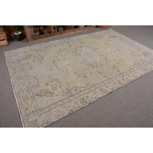 Alfombra turca Vintage Beige de 3,8x9 pies, estilo bohemio, diseño de retazos de lana hecho a mano, respaldo de látex para pasillo Rectangular de cabecera - Product Image 5