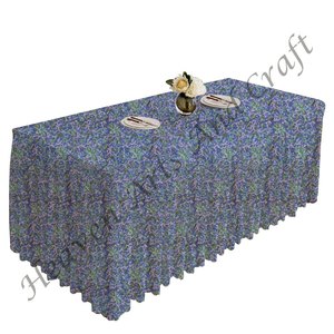 Mantel plisado con estampado de bloques de algodón bohemio, mantel plisado rectangular con estampado de bloques de algodón ligero - Product Image 3