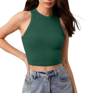 Camiseta sin Mangas de Algodón Tejido Blanco para Mujer, Logotipo Personalizado OEM con Plumas, Ecológica y Transpirable para Venta al por Mayor - Product Image 5