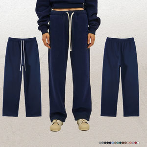 Pantalones de chándal de lana personalizados de 400GSM, los últimos pantalones de chándal informales para correr con cierre de cordón, estilo Hip Hop liso, cintura media, lavado oscuro - Product Image 6