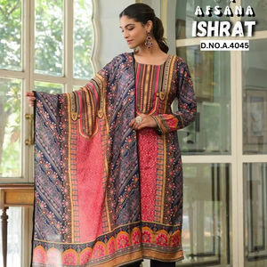 Personnalisable femmes élégant ethnique mousseline impression numérique Kurti ensembles pantalon Dupatta indien pakistanais vêtements pour les fêtes en vrac - Product Image 1