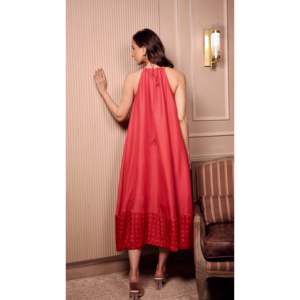 Robe de bal Empire en satin scarlat confortable, taille unique, crochetée, avec fente haute, pour soirées, demoiselles d'honneur, longueur ras du sol - Product Image 2