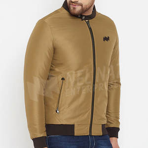 Chaqueta de bombardero de hombre con logotipo impreso personalizado de alta calidad, venta al por mayor, ropa de invierno de lona con cuello levantado, chaqueta OEM - Product Image 4
