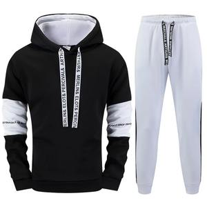 Nouveaux hommes hiver survêtement couleur unie pulls décontractés en plein air sport Jogging une pièce à capuche pantalon 100% coton polaire - Product Image 6