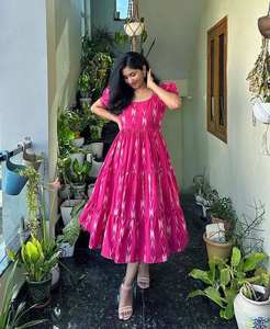 Vestido de Muselina Regular Elegante de Verano con Hermoso Estampado para Fiestas - Product Image 1