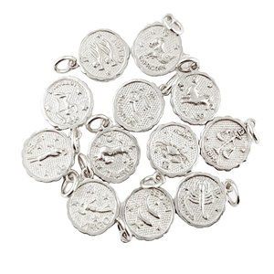 Pendentif rond en argent sterling Poissons Zodiac 11mm plaqué or et argent rhodié unisexe pour la fabrication de colliers ou de boucles d'oreilles - Product Image 4
