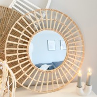 Miroirs naturels faits à la main de tailles personnalisées avec logo, cercle de forme ronde, miroir mural suspendu, décorations de chambre
