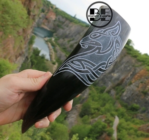 Cuerno de buey orgánico genuino Copa de cuerno para beber 100% Natural 300-400ml Capacidad Tallada Animal Estilo Festival Fiesta Recuerdo - Product Image 1