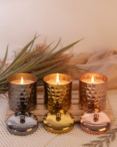 Pot à bougie rempli de cire martelée en métal de qualité supérieure au meilleur prix pour la décoration de fête de mariage à la maison - Product Image 5