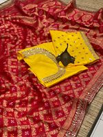 Broderie indienne de mariage et de fête, sarouel en soie tissé avec un travail lourd, sarouel rouge