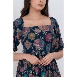 Vestido Mini de Rayón con Cuello Cuadrado para Verano, Tallas XS-XL, Transpirable, Estilo Vintage, Cintura Imperio, Forro Sólido, Ideal para Fiestas y Salidas Nocturnas - Product Image 4