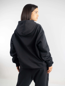 เสื้อฮู้ดดี้กันริ้วรอยสำหรับผู้หญิง Oltex Trading สไตล์สตรีทแวร์สำหรับฤดูหนาว สีดำ น้ำหนัก 500 กรัม ผ้าฝ้าย 80% โพลีเอสเตอร์ 20% ผ้าฟลีซ แฟชั่น - Product Image 4