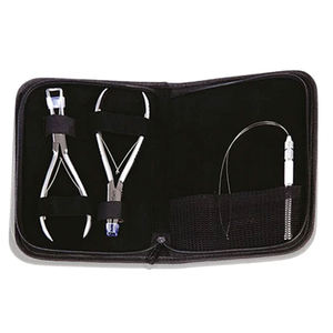 Kit d'outils pour extensions de cheveux personnalisables à nouer à la main, en acier, avec perles blanches, crochet de traction, pinces pour extensions de cheveux, multi-usages - Product Image 5