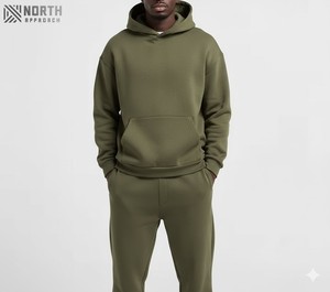 Ensemble 2 pièces de pantalons de survêtement et sweat à capuche vintage sérigraphiés personnalisés Survêtements de jogging 100% coton de luxe unisexe - Product Image 1