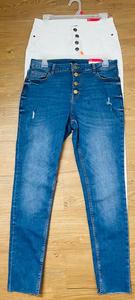 Pantalones vaqueros ajustados planos lavados transpirables ecológicos de alta calidad para mujer, nuevo diseño sólido con cremallera, precio al por mayor de moda - Product Image 5