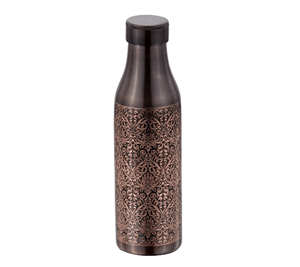 Bouteille d'eau en cuivre pur avec motif gravé pour le bien-être au bureau et les avantages ayurvédiques. - Product Image 5