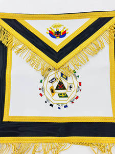 Ensemble de Régalia Maçonnique Lodge Uniforme, Tablier et Col Brodés à la Main, Personnalisé, Cérémonie Maçonnique, Mode, Cuir/Velours Véritable - Product Image 2