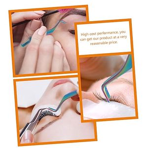 Pince à cils avec peigne Outil à cils brosses à cheveux pour femme Peigne à cheveux Applicateur de cils ergonomique en acier inoxydable - Product Image 6