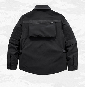 Haute qualité Harajuku Tech porter Hip Hop Cargo chemise veste hommes printemps automne chemises à manches longues chemise de poche - Product Image 2