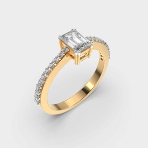 Bague de fiançailles romantique spéciale Journée de la Femme en or 18 carats avec diamant de laboratoire taille émeraude de 1,20 carat, élégante bague de mariage - Product Image 4