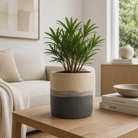 Pot de fleurs moderne en ciment marbré, jardinière ronde mate pour plantes succulentes, décoration de bureau intérieur