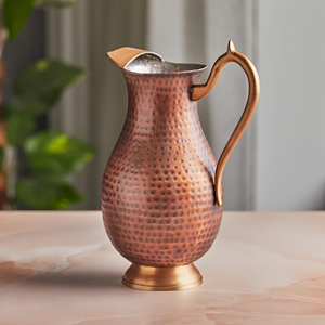 Jarra de Agua Clásica de Cobre Pulido con Asa Curva y Tapa Hermética para Almacenamiento de Agua Pura y Saludable - Product Image 3
