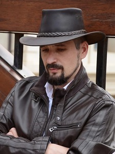 Sombreros de vaquero Retro de cuero genuino para hombre, gorra de Caballero de piel de vaca Real de mezclilla occidental para hombre, Color negro, marrón, hecho a medida de fábrica - Product Image 5