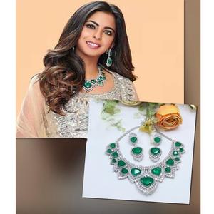 Elegante y encantador conjunto de collar de circón Chapado en plata de alta calidad con pendientes colección de ropa de boda y fiesta para mujer - Product Image 1