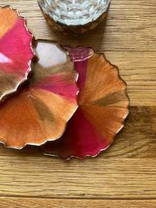 Special Quality <b>Epoxy</b> <b>Resin</b> Trendy Design <b>Table</b> Decoration Set of 2 <b>Resin</b> Tea Coasters <b>for</b> Home and Office Use <b>For</b> Orange Color - Product Image 2