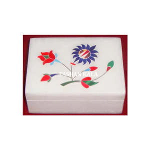 Latest Production for Light Weight Handmade White Marble Inlay Decoration Boxes for Ring and Jewelry Storage Inlaid Marble Boxes - Product Image 1
