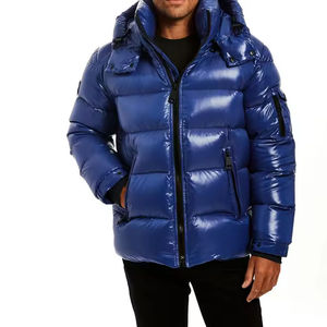 Veste brillante bleu roi pour homme, épaisse et chaude, avec capuche amovible pour l'hiver froid, style streetwear, vestes brillantes pour homme - Product Image 3