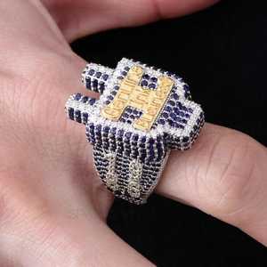 แหวนแนวธุรกิจหมึกแท้สุดหรูแหวนฮิปฮอปประดับเพชรและแซฟไฟร์ดีไซน์โดดเด่นสำหรับผู้ชาย - Product Image 2