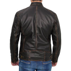 Chaquetas de Cuero Genuino de Alta Calidad para Hombre, Cálidas, Transpirables, Resistentes al Viento, Ecológicas, de Talla Grande, Estilo Vintage, con Cuello Mao - Product Image 5