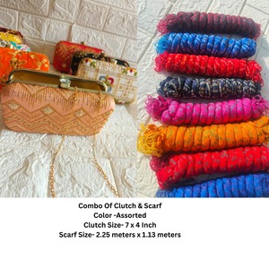 Embrague combinado étnico para mujer Bandhani seda Dupatta bordado para boda india fiesta Año Nuevo graduación Ramadán Halloween - Product Image 2