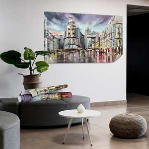 Lienzo Impreso de la Gran Vía de Madrid: Paisaje Urbano Vibrante, Lienzo Enrollado de 1 Pie - Product Image 1