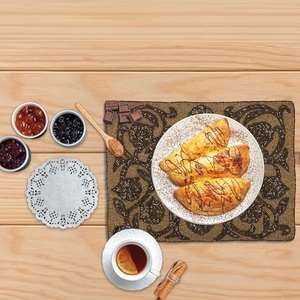 Handcrafted Beaded Rectangle Beige-Golden <b>Table</b> <b>Mat</b> for Weddings Christmas Decorations Family Gatherings Parties - Product Image 6