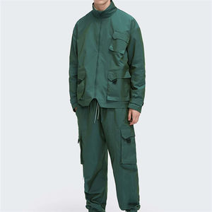 Custom Plus Size Autumn Sport Casual <b>Flannel</b> Windbreaker Relax Cargo Pants Set Printed Utility Pockets <b>Jacket</b> Jogging Pants 2pcs - Product Image 6