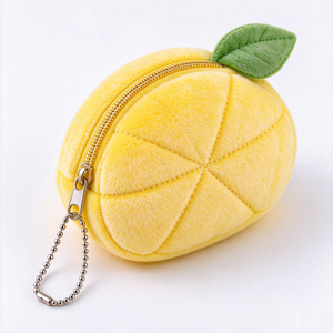 Porte-monnaie en peluche unique, pochette en peluche fruitée, citron en peluche, sac à monnaie, pochette porte-clés en peluche, petit portefeuille mignon - Product Image 5