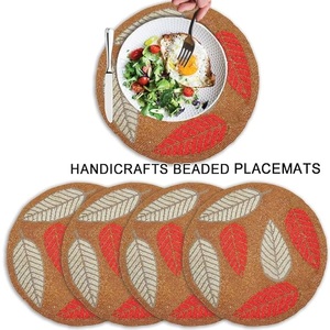 Napperon perlé fait à la main avec conception de feuille blanche orange de luxe pour la décoration de table de restaurant d'hôtel article de cadeau royal d'utilisation - Product Image 6