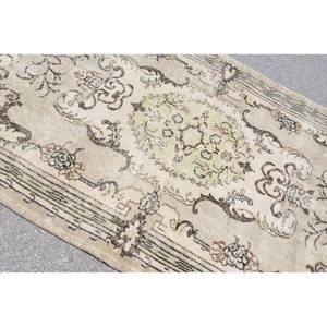 Alfombra de lana Vintage de 5,3x9 pies en clásico marrón Beige patrón geométrico rectángulo diseño de retazos viscosa Material PP respaldo de látex - Product Image 5