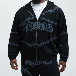 Fabrication en gros de sweat-shirts à capuche personnalisés en molleton français double couche unisexe, sweat-shirts à capuche oversize de style streetwear, sweat-shirts à capuche lourds - Product Image 3