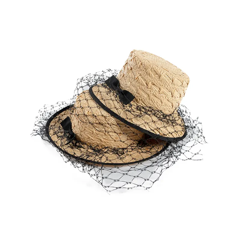 Shinehats 2024 OEM venta al por mayor moda transpirable exquisito diseño señoras encaje Bowknot Boater flor tejida rafia sombreros de paja